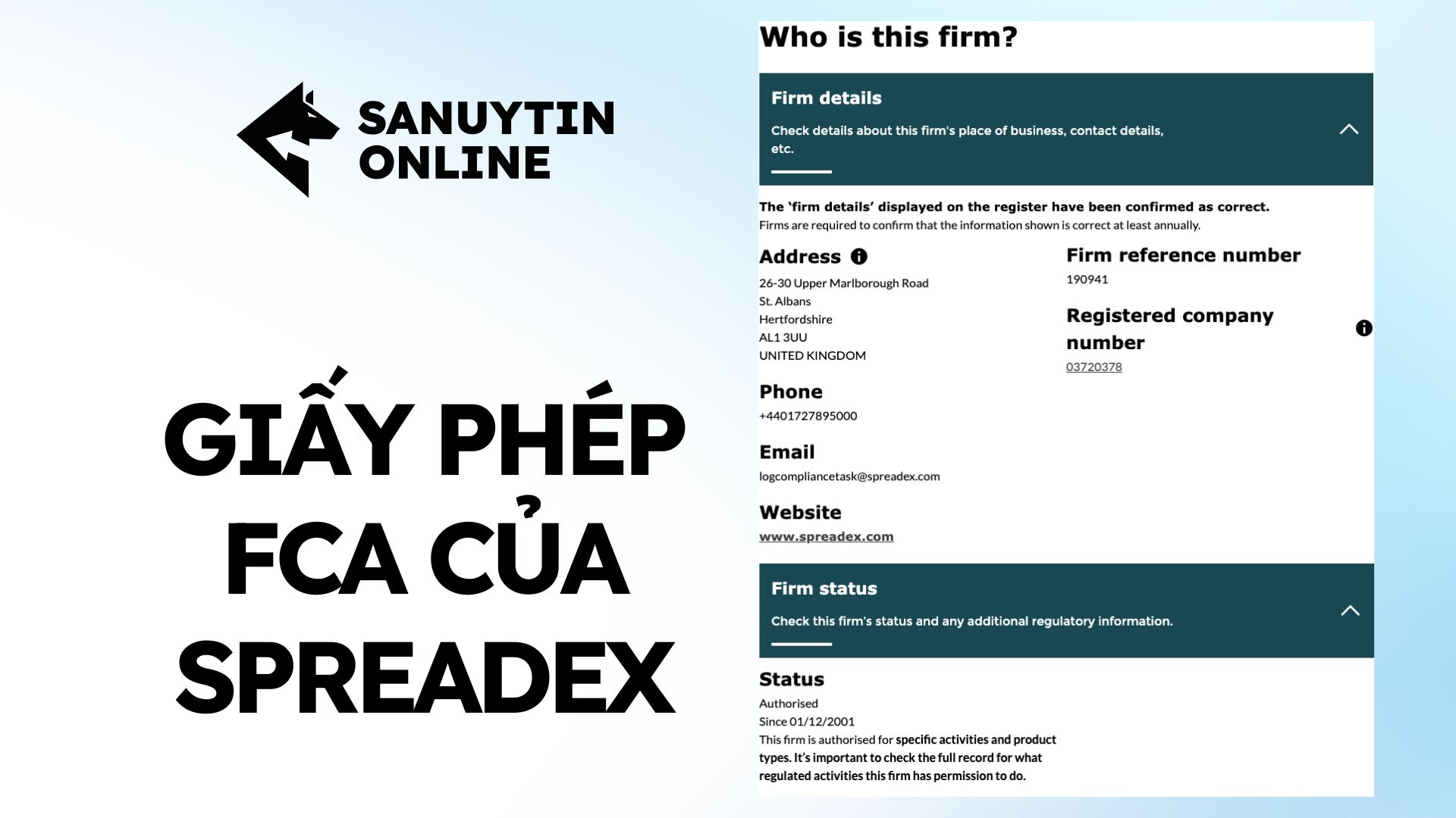 giấy phép FCA sàn SpreadEX