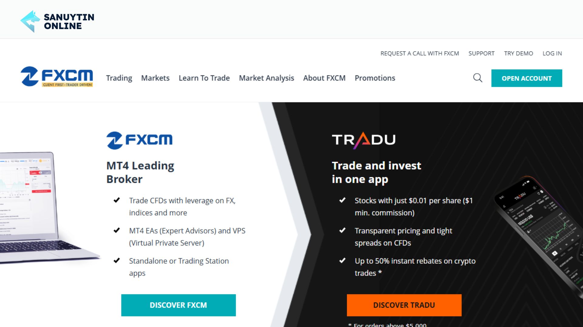 Trang chủ chính sàn FXCM