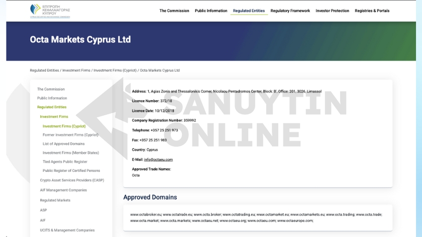 Thông tin chi tiết về giấy phép CySEC của sàn OctaFX