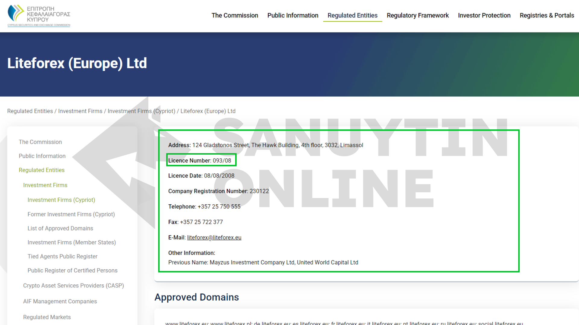 Tra cứu giấy phép CySEC của sàn LiteFinance