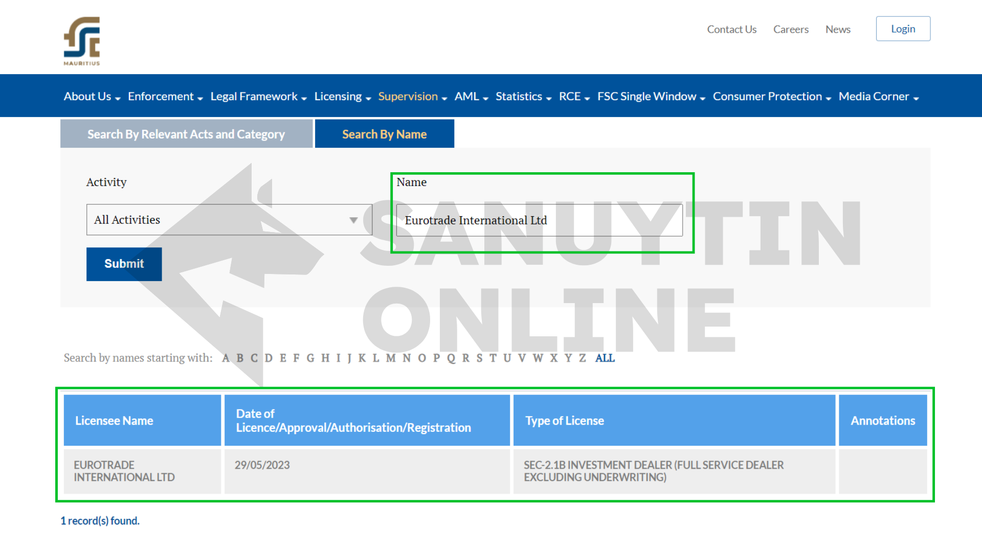 Tra cứu giấy phép FSA của sàn Eurotrader