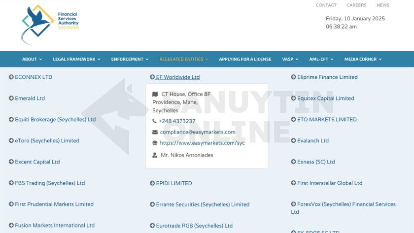 Thông tin chi tiết về giấy phép FSA của sàn easyMarkets