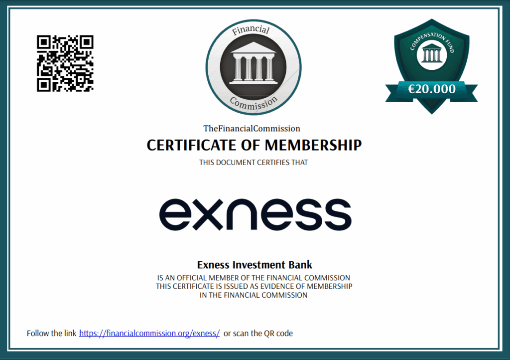 Giấy chứng nhận thành viên FinaCom của Exness