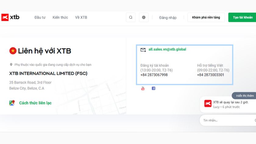 Hotline XTB hỗ trợ tiếng Việt từ 9h đến 22h, cùng Trung Tâm Hỗ Trợ trực tuyến giúp bạn giải đáp thắc mắc nhanh và chính xác. Liên hệ sàn XTB qua Hotline và Trung Tâm Hỗ Trợ để được hỗ trợ nhanh chóng