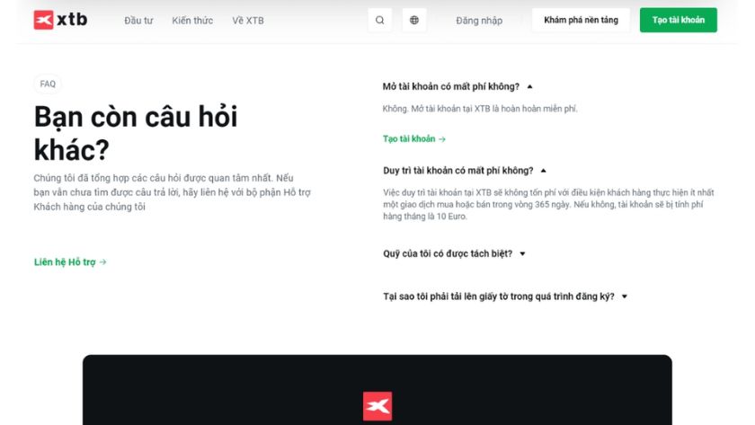 Chính sách phí rút tiền XTB: miễn phí từ 50 USD trở lên, phí 30 USD dưới 50 USD Thông tin thể hiện chính sách phí rút tiền XTB miễn phí rút từ 50 USD trở lên, phí 30 USD dưới 50 USD