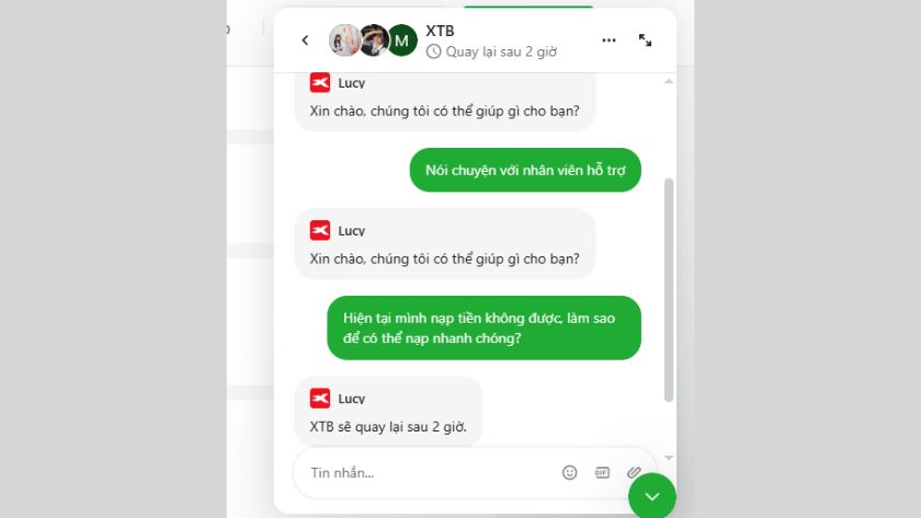 Thời gian phản hồi qua Live Chat tại XTB khoảng 2 tiếng giúp trader chủ động khi cần hỗ trợ. Thời gian phản hồi Live Chat của sàn XTB khoảng 2 tiếng
