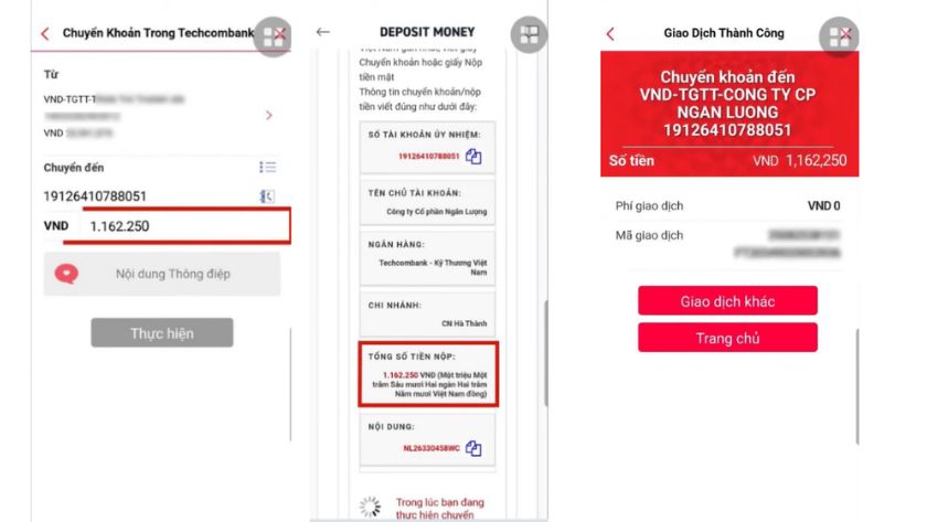 Hướng dẫn kiểm tra biểu mẫu chuyển tiền và hoàn tất giao dịch nạp tiền trên XTB Giao diện biểu mẫu chuyển tiền trên XTB với các thông tin chi tiết và nút Thực hiện để hoàn tất giao dịch