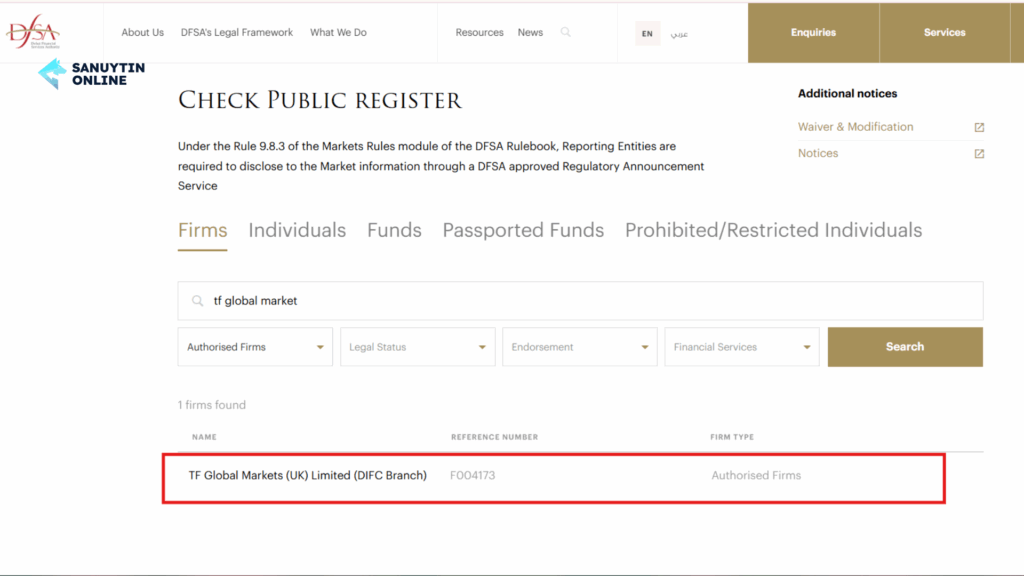 Giấy phép DFSA của ThinkMarkets