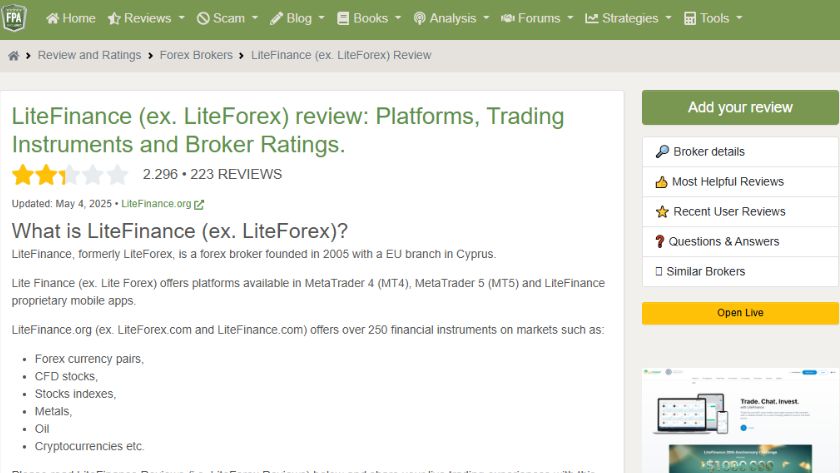 mức độ hài lòng thấp của người dùng đối với LiteFinance trên Forex Peace Army năm 2025 Đánh giá người dùng về LiteFinance trên Forex Peace Army năm 2025