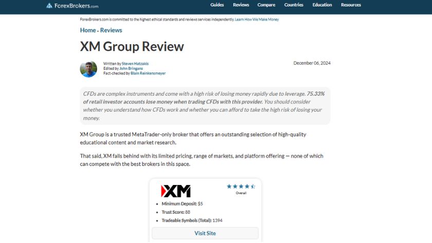 Ảnh minh họa cho đánh giá chất lượng sàn XM Group trên Forexbrokers.com, thể hiện vị thế uy tín của sàn trên thị trường tài chính XM Group được Forexbrokers.com đánh giá 4.5 trên 5 sao với nhiều ưu điểm nổi bật