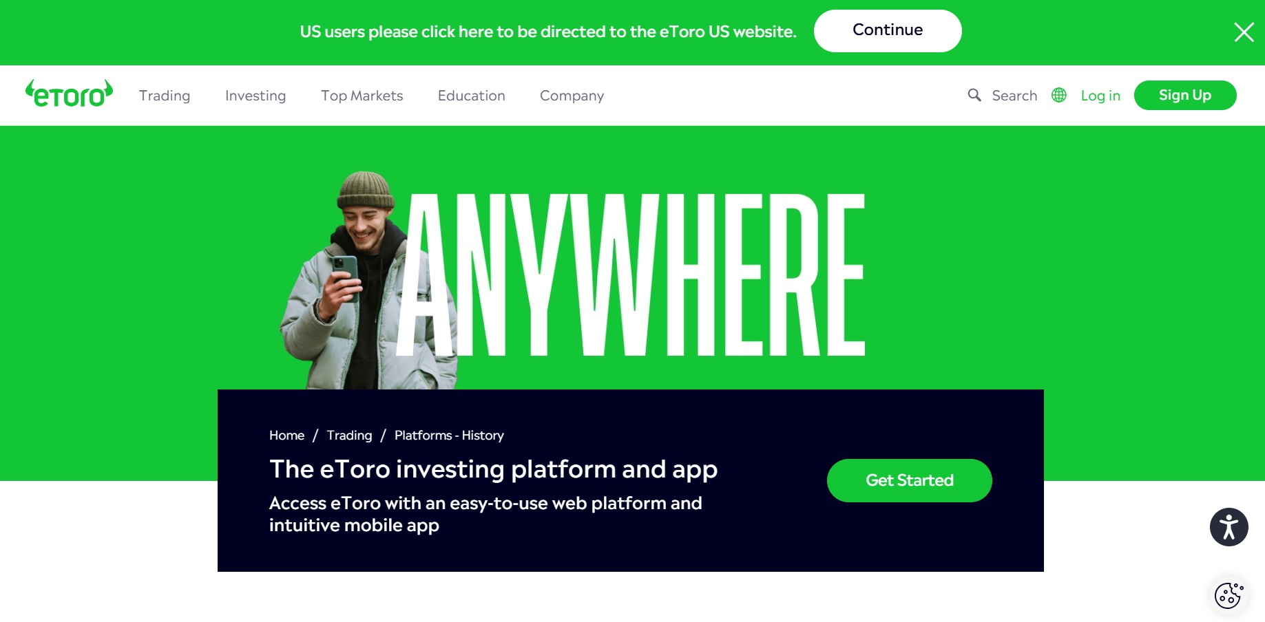 Minh họa: Trang chủ sàn eToro Minh họa: Trang chủ sàn eToro