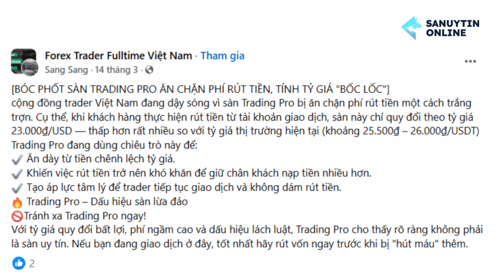 Phốt của TradingPRO