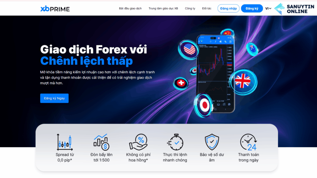 Hình ảnh trang chủ của XB Prime
