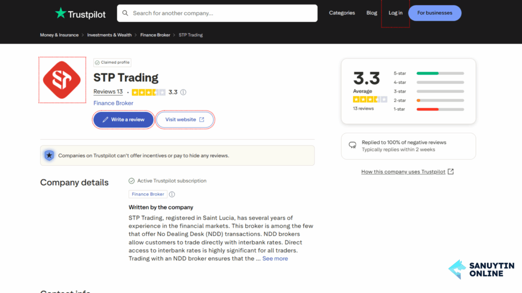 Đánh giá STP Trading trên Trustpilot