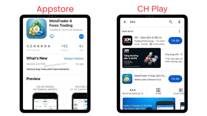 MT4 trên Appstore và CH play