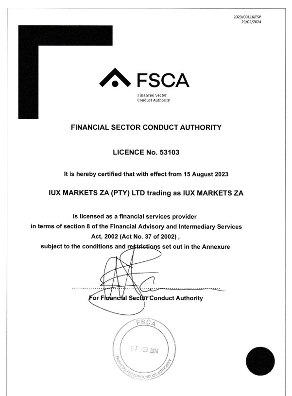 Giấy phép FSCA của IUX