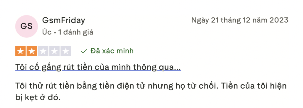 Đánh giá của nhà đầu tư về thời gian rút tiền tại sàn 