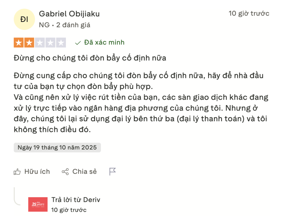 Đánh giá sàn Deriv