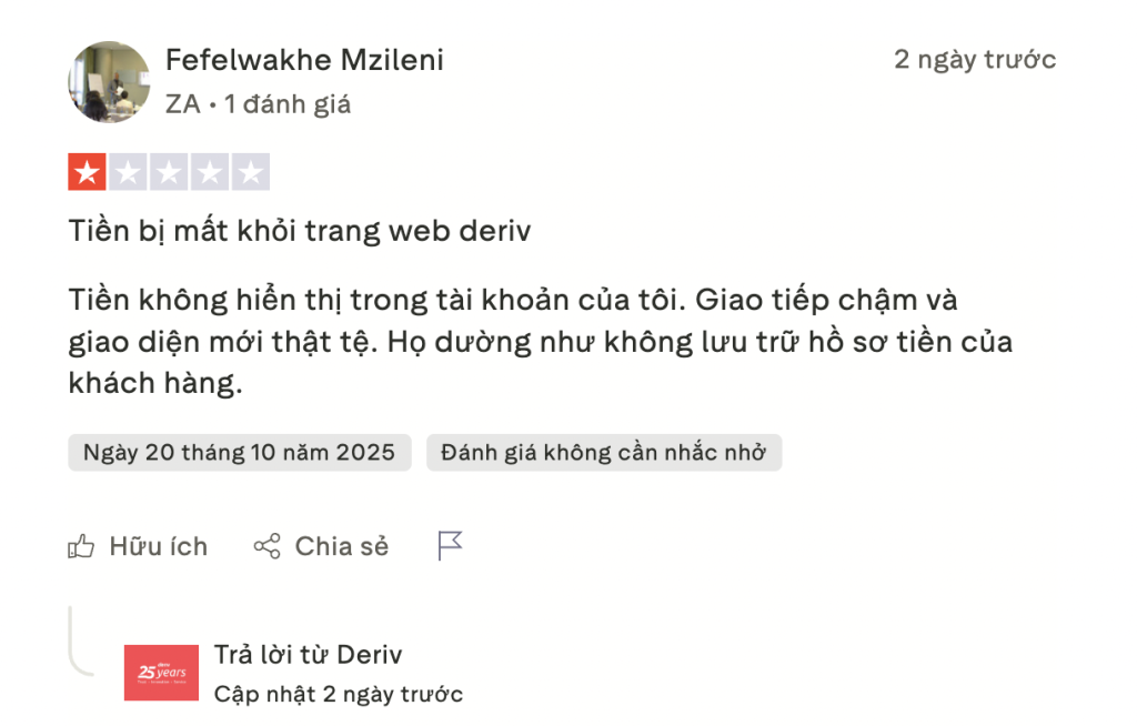 Đánh giá sàn Deriv