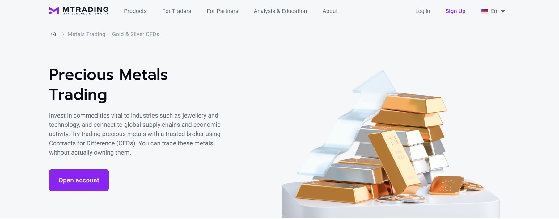 Giao dịch kim loại CFD trên MTrading Giao dịch kim loại CFD trên MTrading