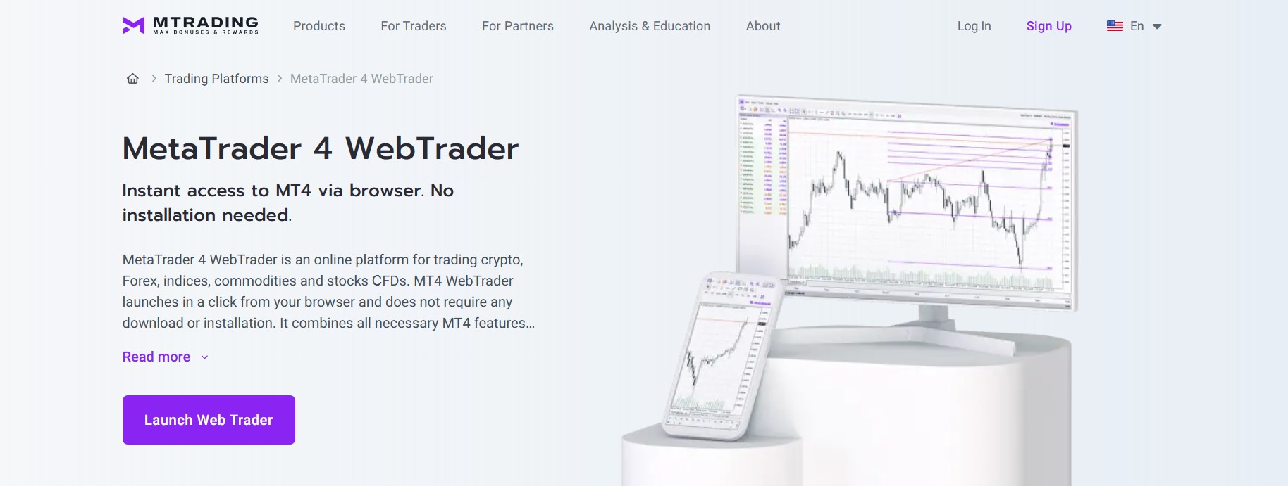 Hình ảnh giới thiệu MetaTrader 4 WebTrader của MTrading Hình ảnh giới thiệu MetaTrader 4 WebTrader của MTrading